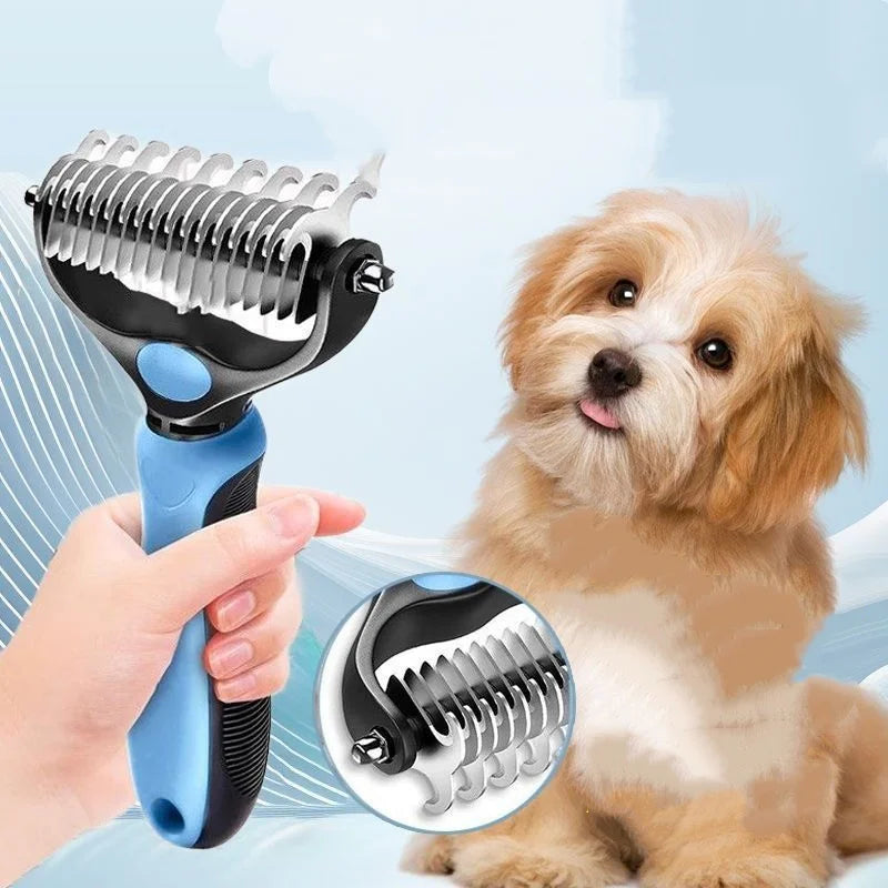 Brosse Double Face Démêlante & Anti-Mue — Acier Inoxydable (Chien & Chat)