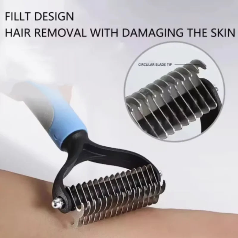 Brosse Double Face Démêlante & Anti-Mue — Acier Inoxydable (Chien & Chat)