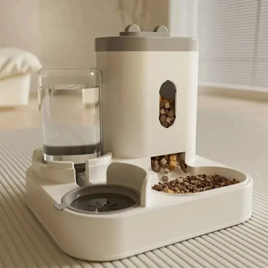 Distributeur d'Eau & Croquettes Automatique — Sans Électricité, Grande Capacité (Chien & Chat)