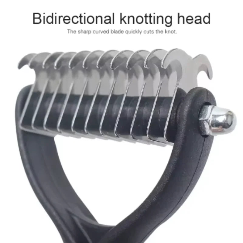 Brosse Double Face Démêlante & Anti-Mue — Acier Inoxydable (Chien & Chat)