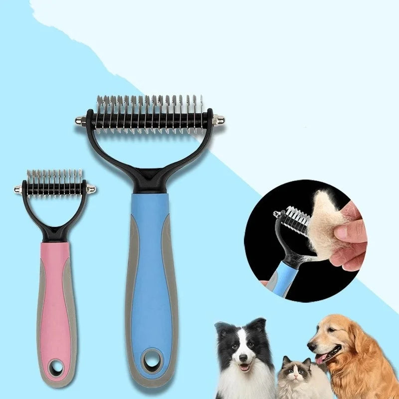 Brosse Double Face Démêlante & Anti-Mue — Acier Inoxydable (Chien & Chat)