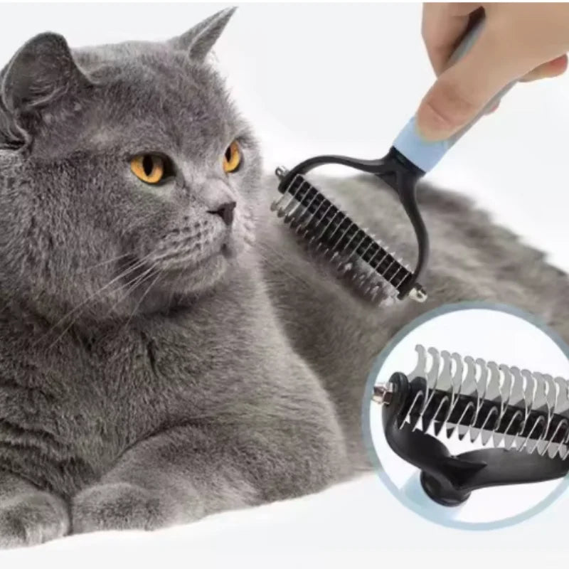 Brosse Double Face Démêlante & Anti-Mue — Acier Inoxydable (Chien & Chat)