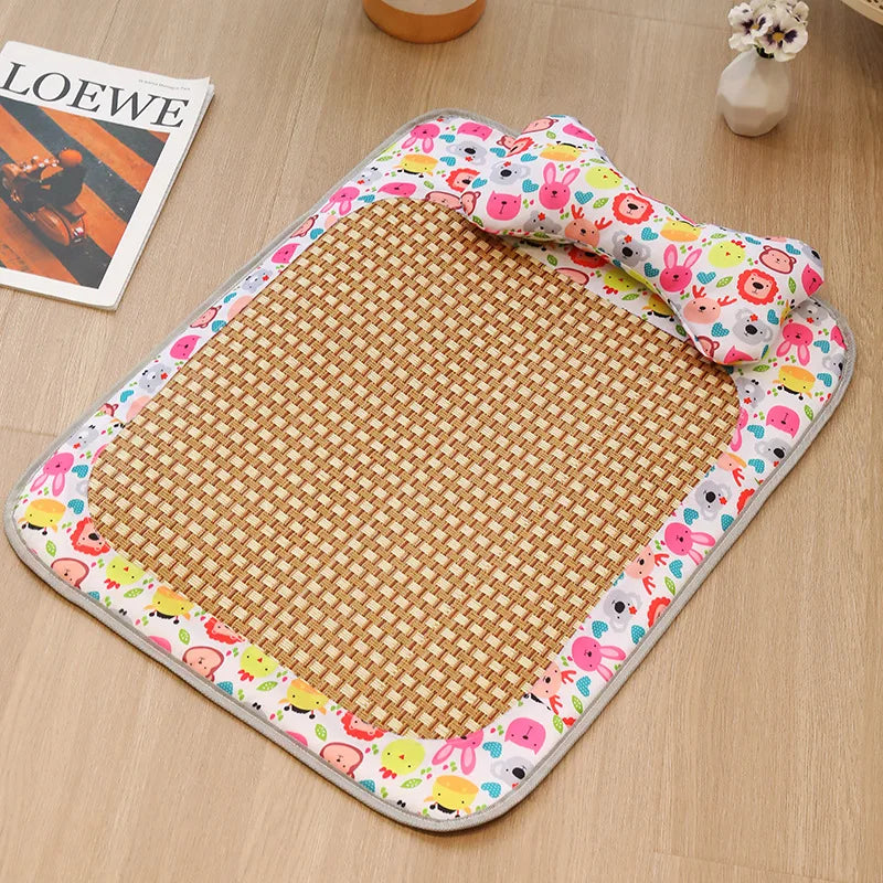 Tapis Rafraîchissant en Rotin Tressé — Fait Main, Anti-Chaleur (Chat & Chien)